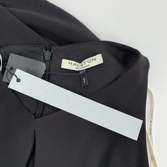 Halston Heritage crepe maxi sheath dress twist keyhole black long sheath new 12 - Picture 5 of 5